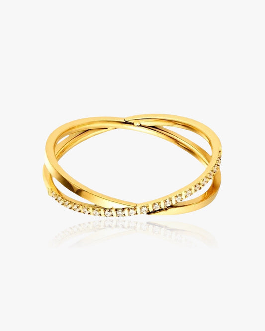 X Shape Pavé Ring