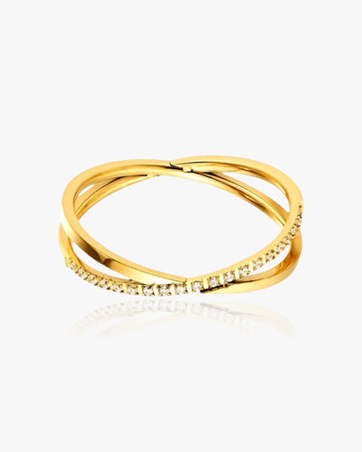 X Shape Pavé Ring